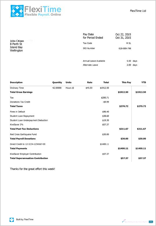 Download NEW ZEALAND FLEXITIME payroll template in Word and PDF Photoshop template